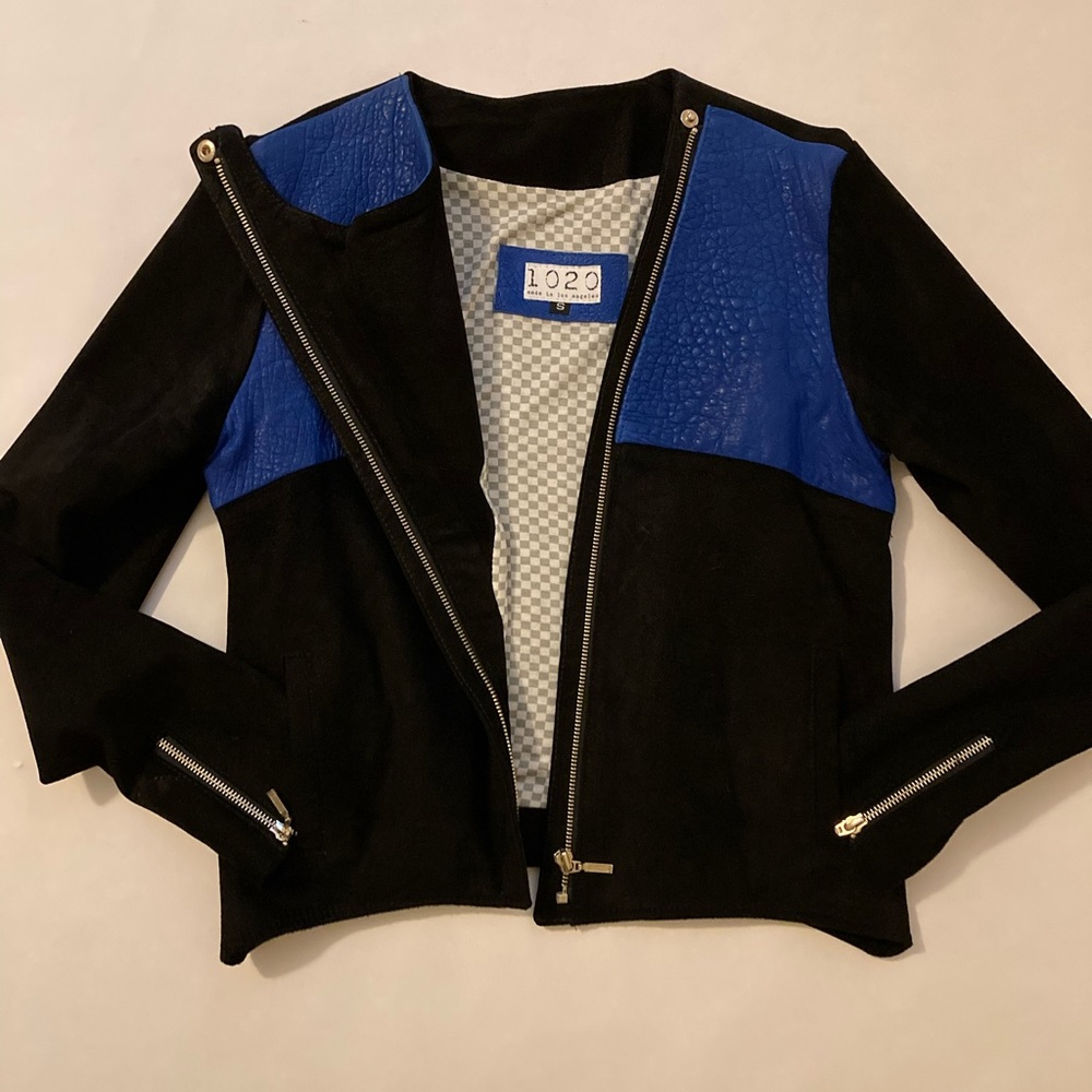 1020 Leather/Suede blue/black jacket - S